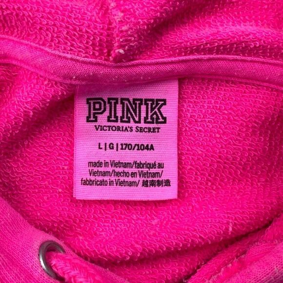 Victoria's Secret Pink Cut Out Back Cropped Hoodie Hot Pink - Picture 3 of 7